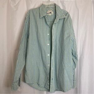 BKE Men’s Regular Fit Blue Green Plaid Button Down Long Sleeve Shirt Size Medium